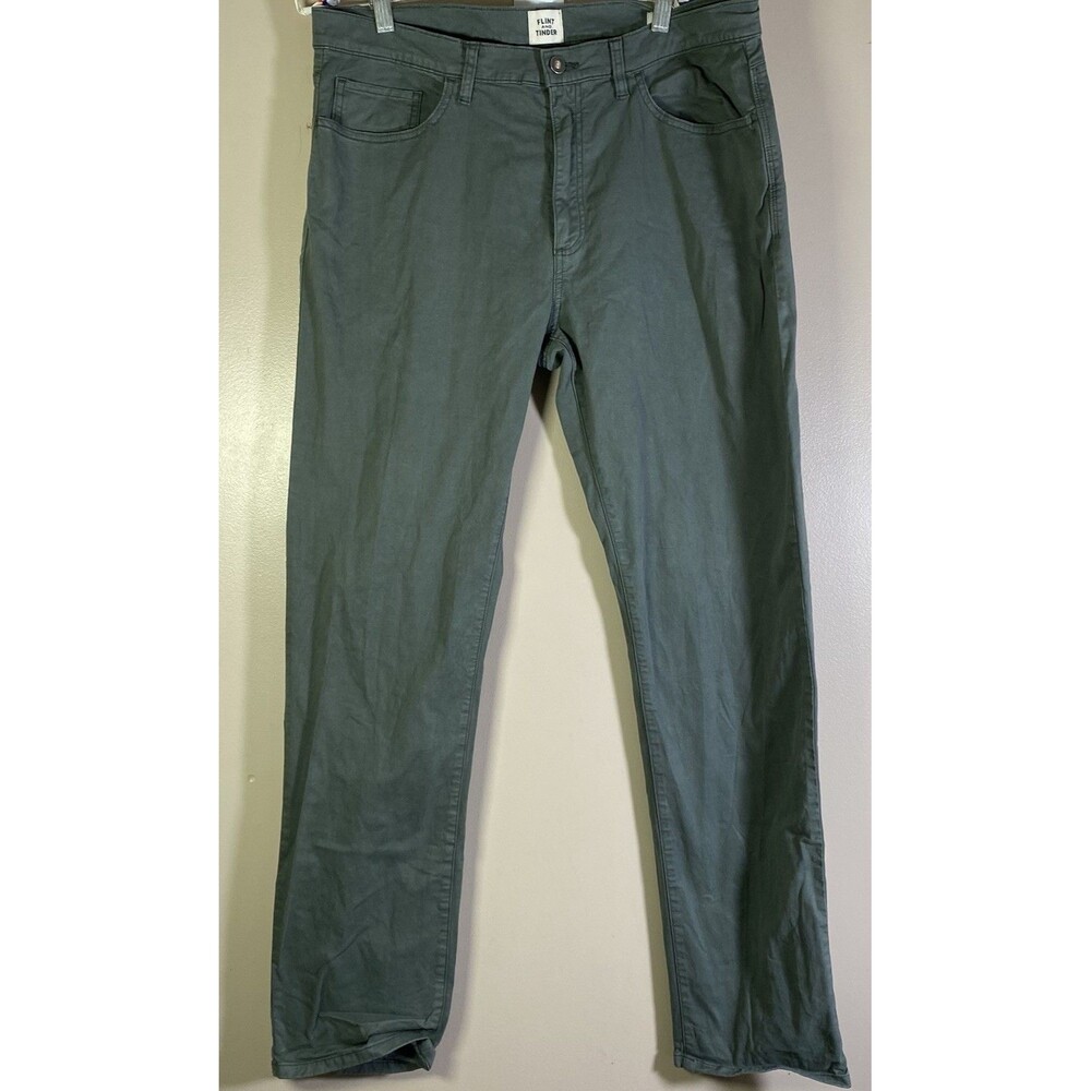 Flint and Tinder Chino Pants Straight Fit Green Casual Men's 36x34 Cotton